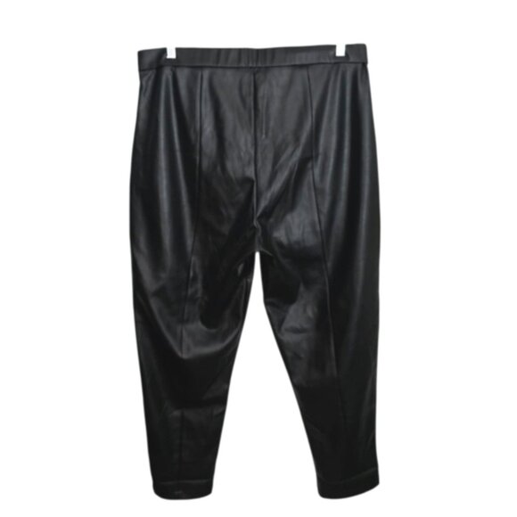 H by Halston Vegan Leather Black Cropped Ankle Pants XL - Picture 9 of 16